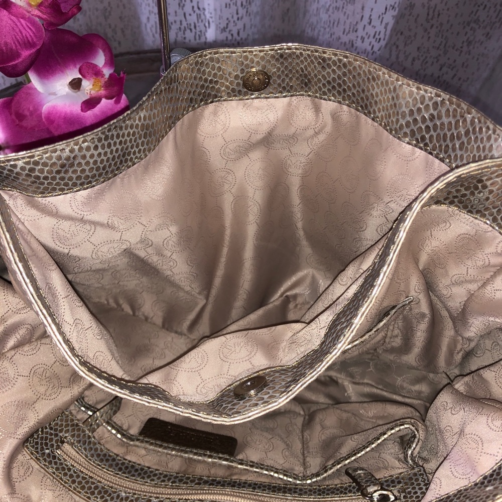 Michael Kors Julian Python Print Gold Hobo - image 8